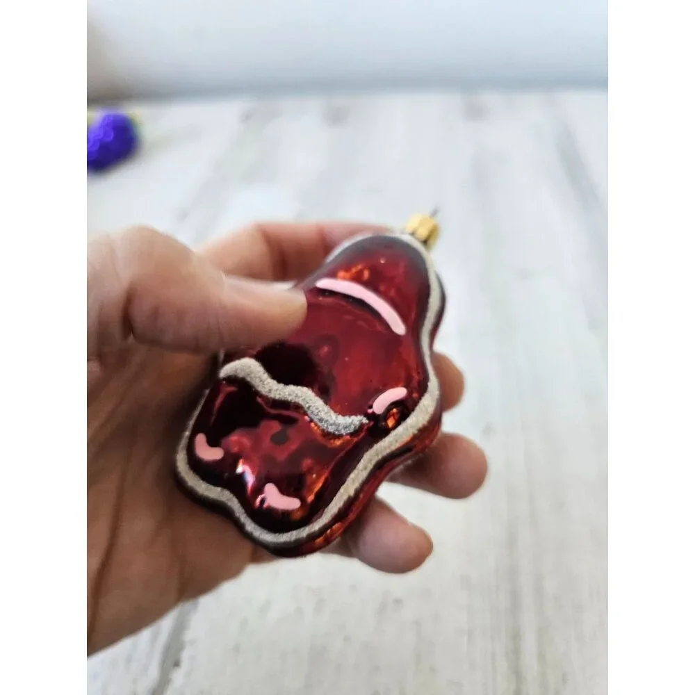 Glass‎ gingerbread ornament set flocked